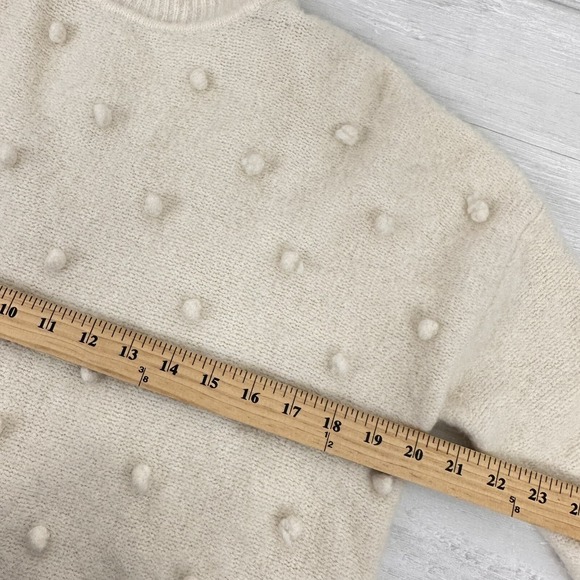 Madewell Sweater Women Medium Snowglobe Bobble Turtleneck Ivory Wool Alpaca‎ - Picture 9 of 13